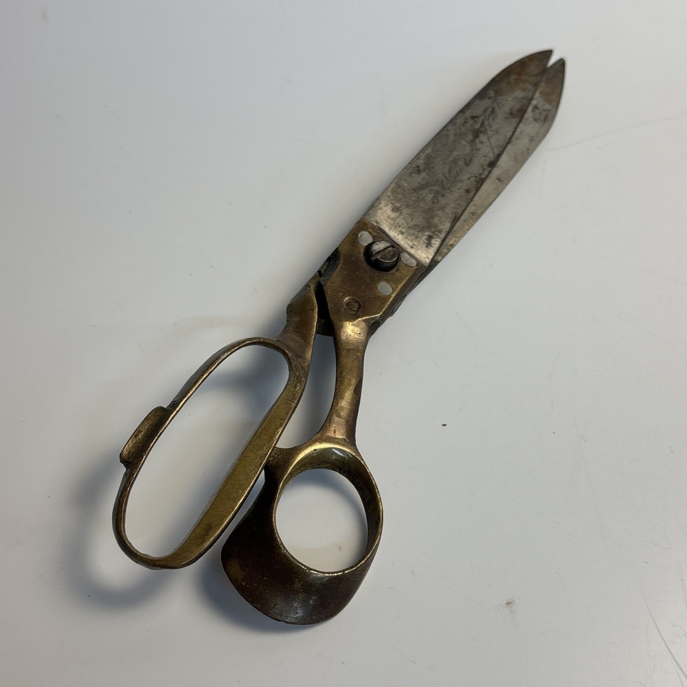 Vintage Brass Tailor Shears Engraved Jason Sargent