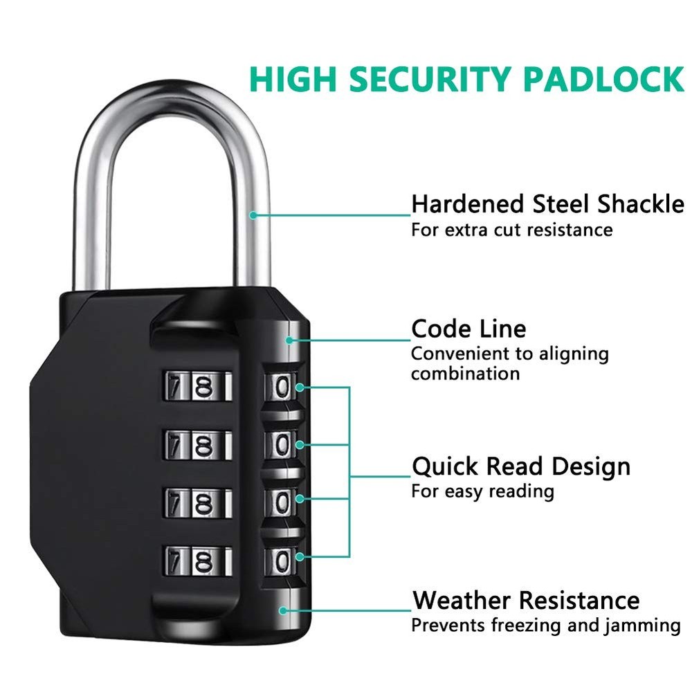 Combination Lock Resettable 4 Digit with Combination, Waterproof