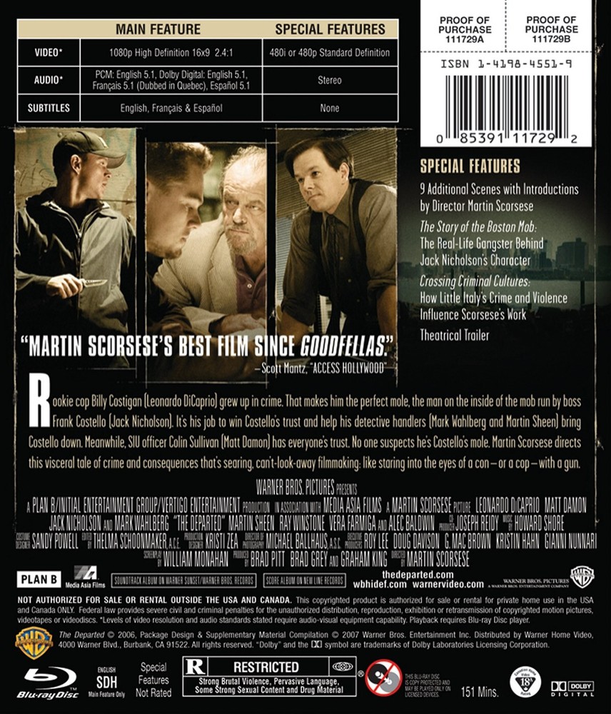 The Departed Blu-ray Leonardo DiCaprio NEW
