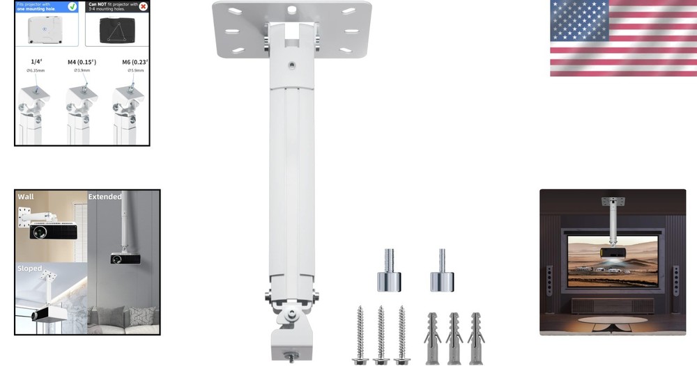 Extended Mini Projector Ceiling Mount Adjustable Wall Mount with Thread Adapters