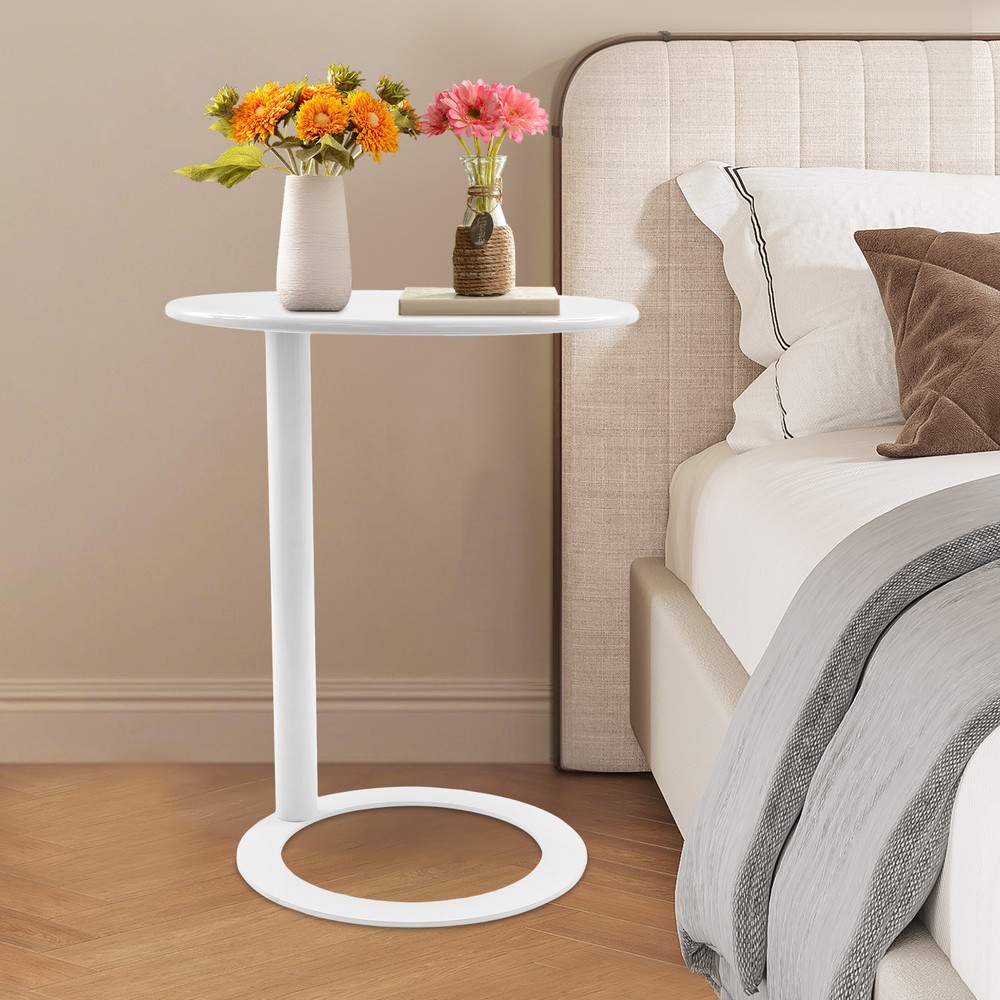 60x74cm Round Side Table with O-shaped Base, Side Table for Small Spaces