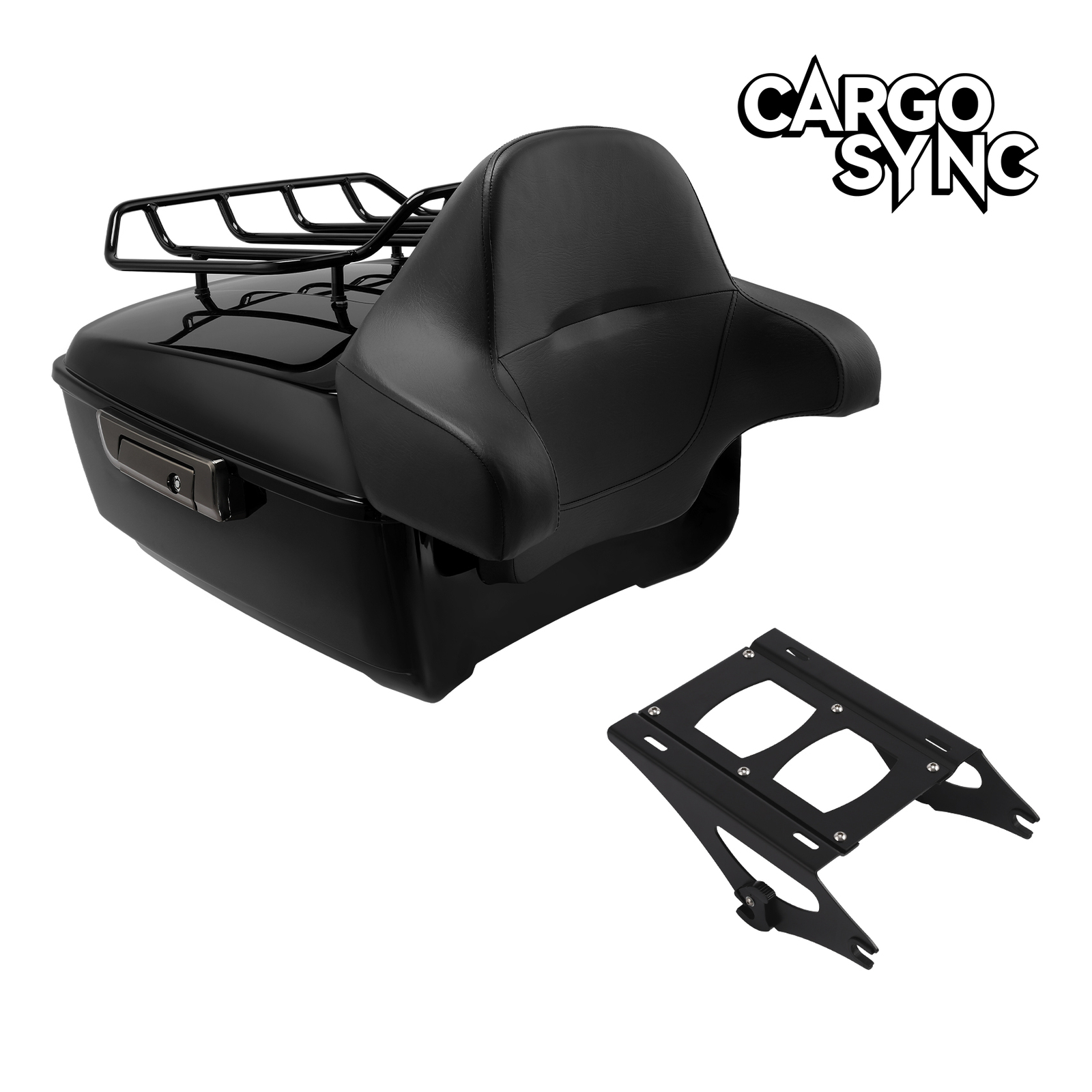 13.7“ King Trunk with Wrap Backrest Mount Rack Fit For Harley Touring '14-25