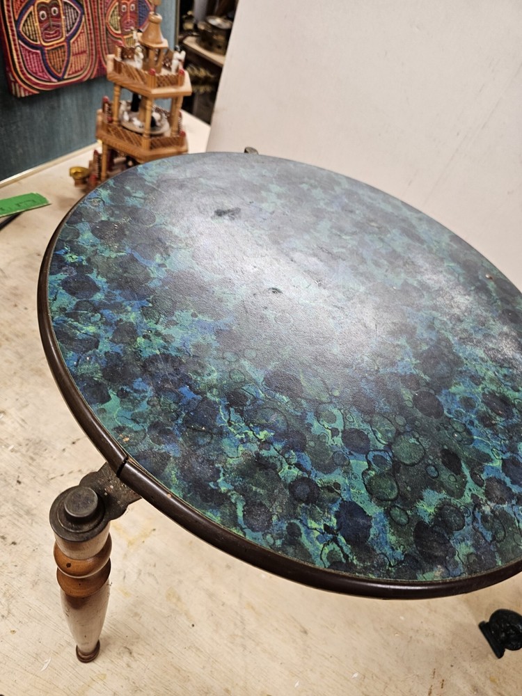 Mid Century Green & Blue Aqua Side Table MCM
