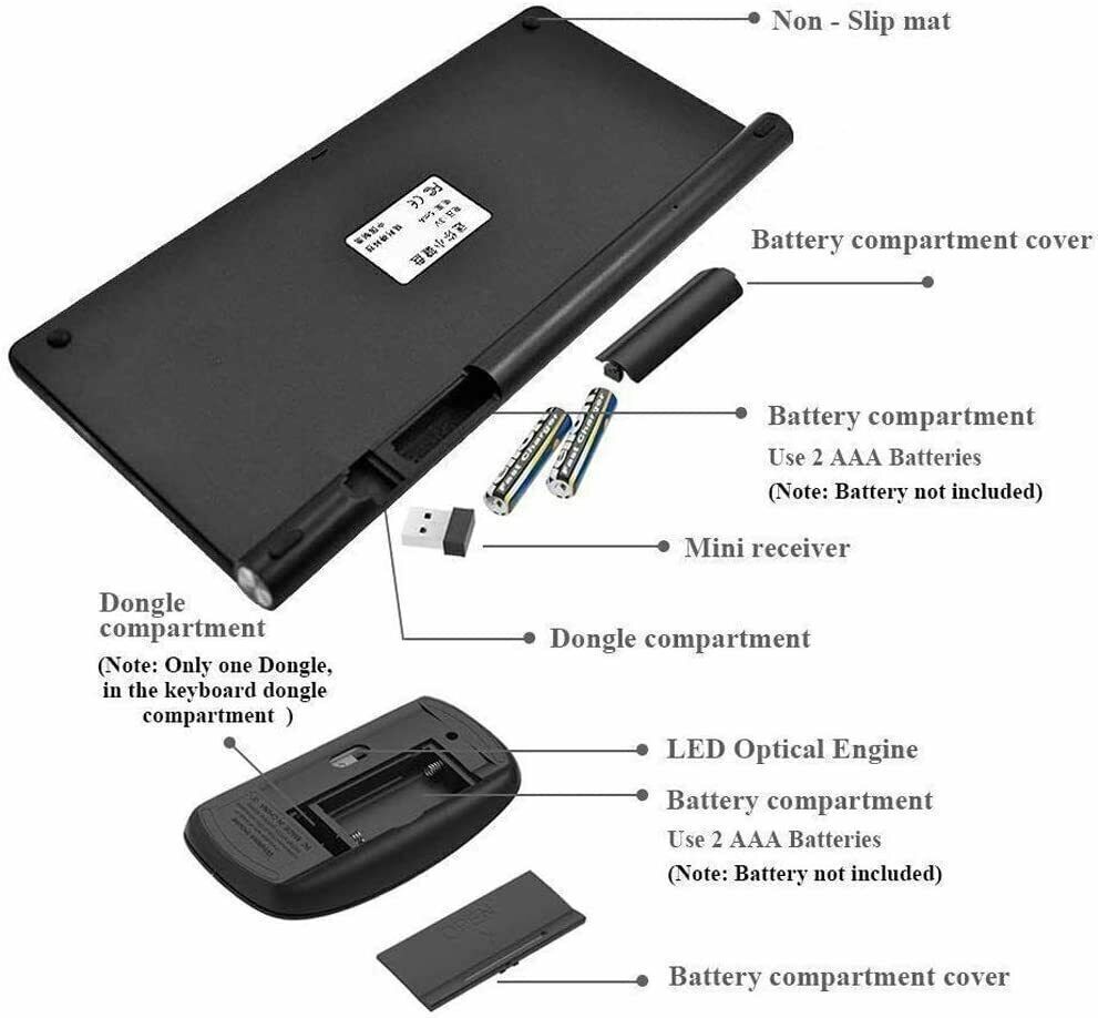 Wireless Keyboard And Mouse Combo Set 2.4G For PC Laptop Computer Full Size Slim