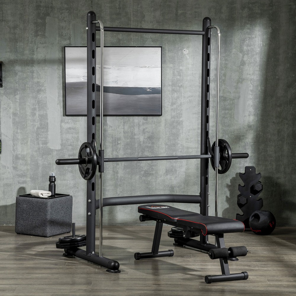 DEFECTIVE Adjustable Squat Rack with Pull Up Bar Barbell Bench Press Wei G3D