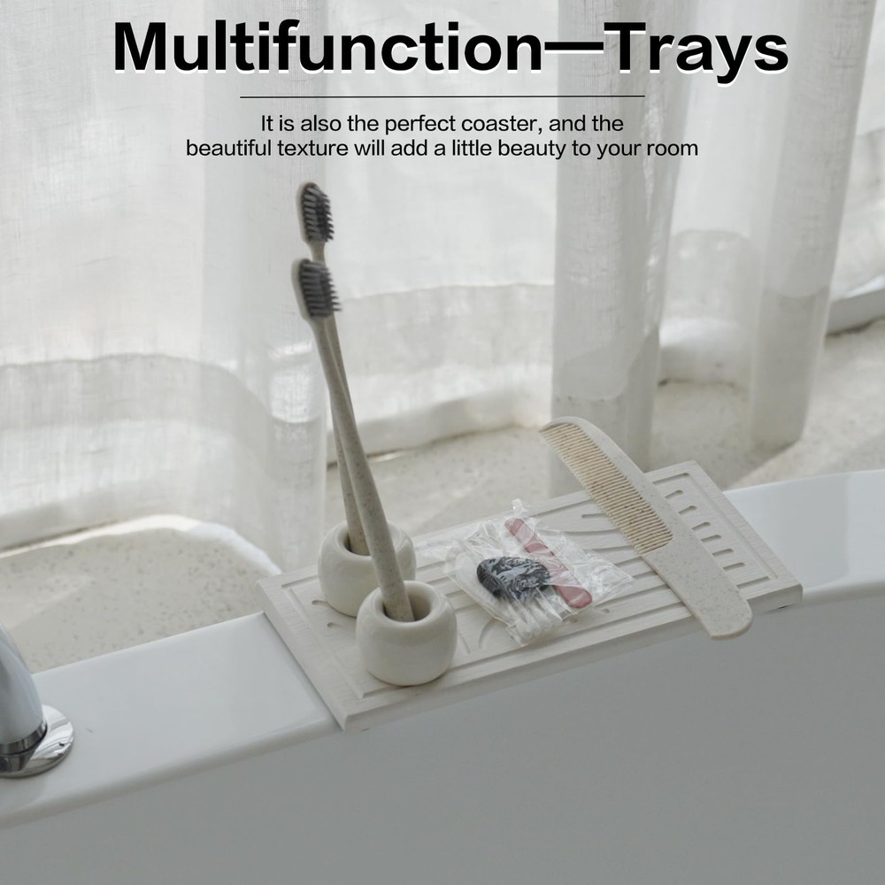 Graceice 2PCS Diatomite Tray,Absorbent Rectangle Stone Coasters for Beige