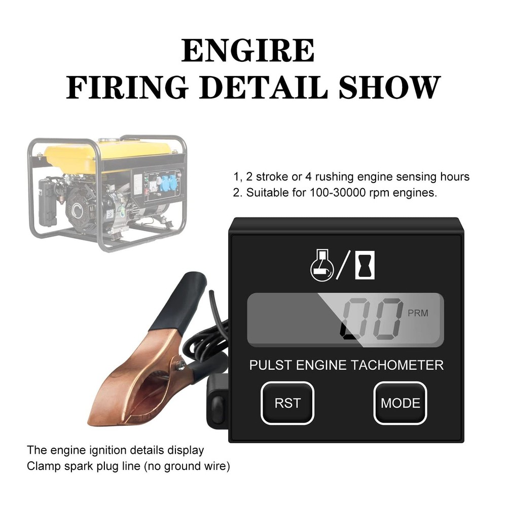 Small Digital Engine Inductive Tachometer Digital Chainsaw Replaceable Batter...