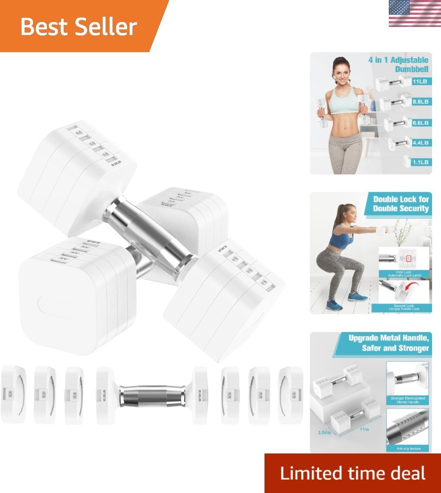 4-In-1 Adjustable Weight Dumbbells Set (22LB) for Efficient Home Workouts
