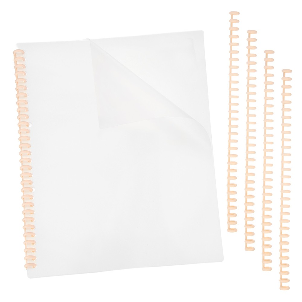 10Pcs Clear Presentation Binding Covers with 5Pcs 8.5mm Combs Kit, Light Pink