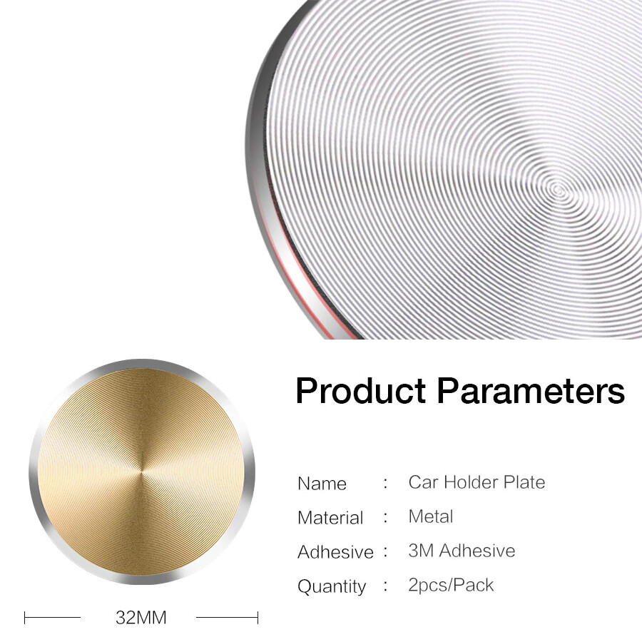 2-Pack Metal Plate Adhesive Sticker Replace For Magnetic Car Mount Phone Holder