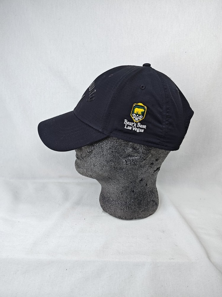 Callaway Golf Hat Logo Baseball Hat Adjustable Hook & Loop Black Shiny Logo