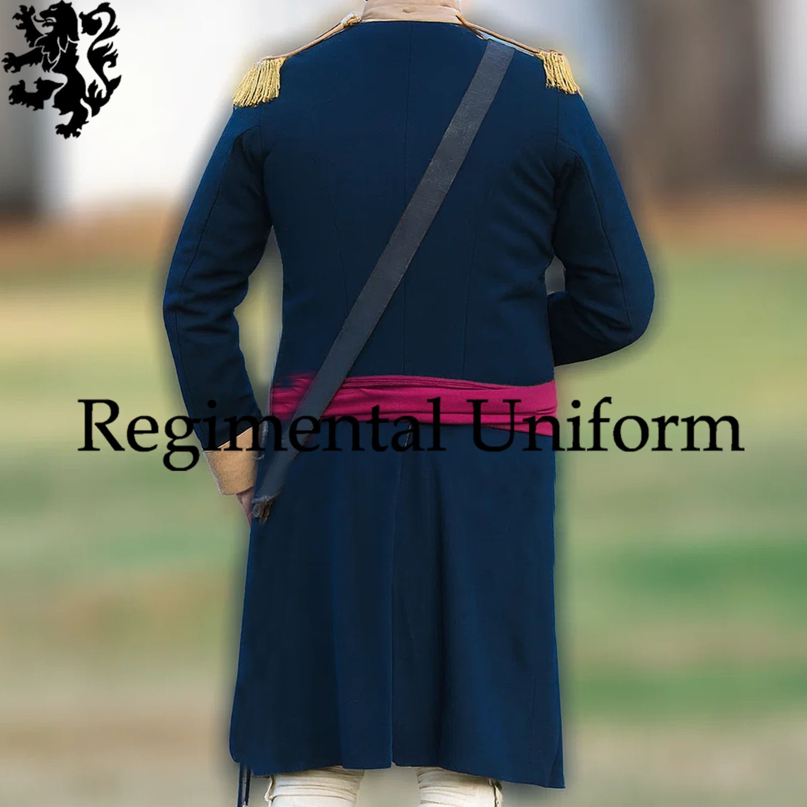 Colonial War Officer Wool Revolutionary Reenactment Costume Navy Blue Uniform