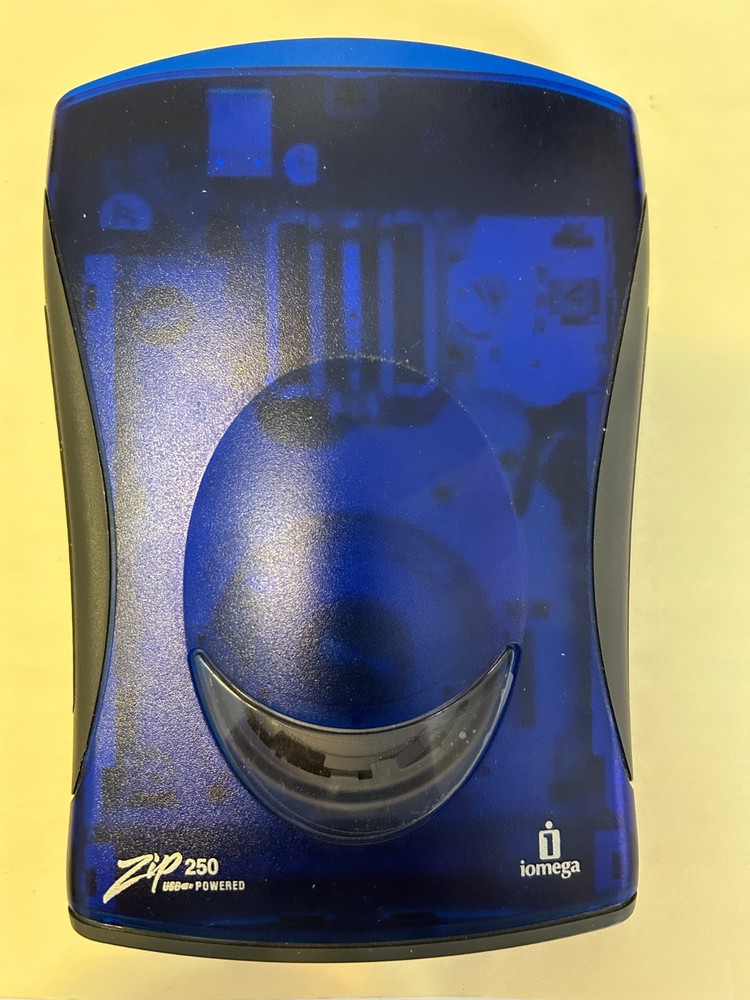 Iomega Zip 250 External Drive Data Blue USB Storage Disk Drive - Not Tested