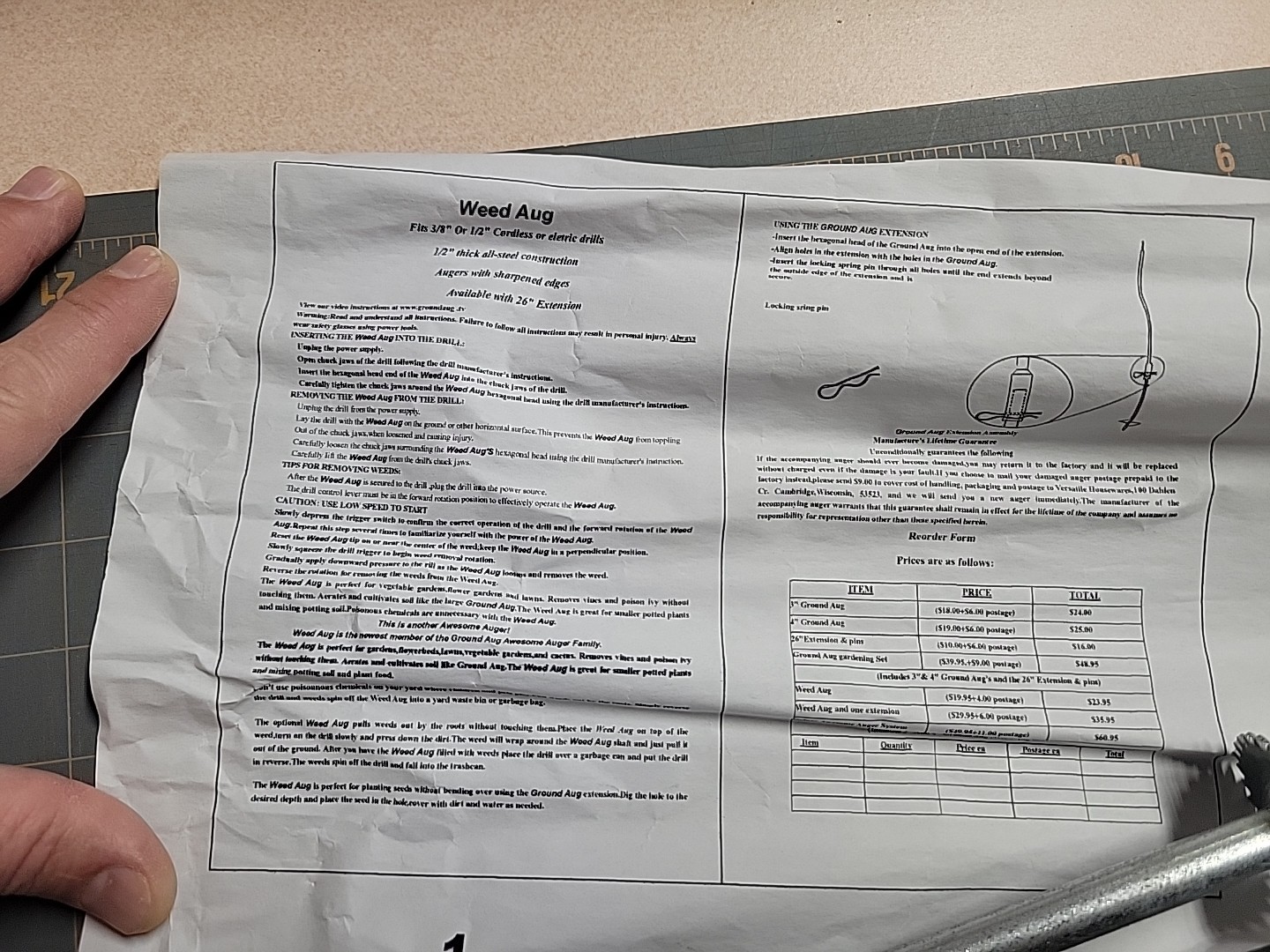 Bulb Seed Planter Weed Auger Drill Bit 15 x 2 Garden Tool