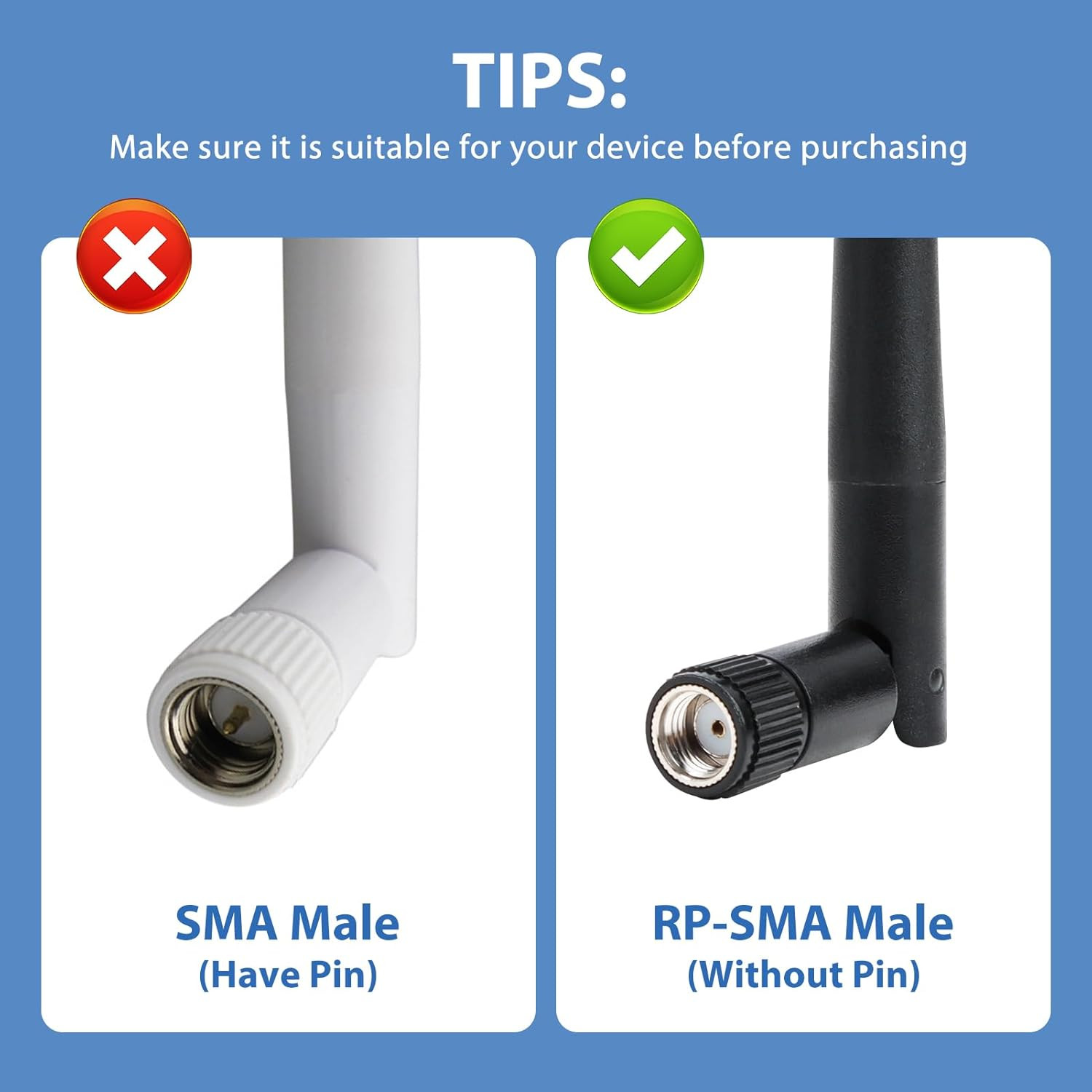 100X RP-SMA Antenna for WiFi 2.4GHz 5Ghz Wireless Router or Card Female Pin LOT