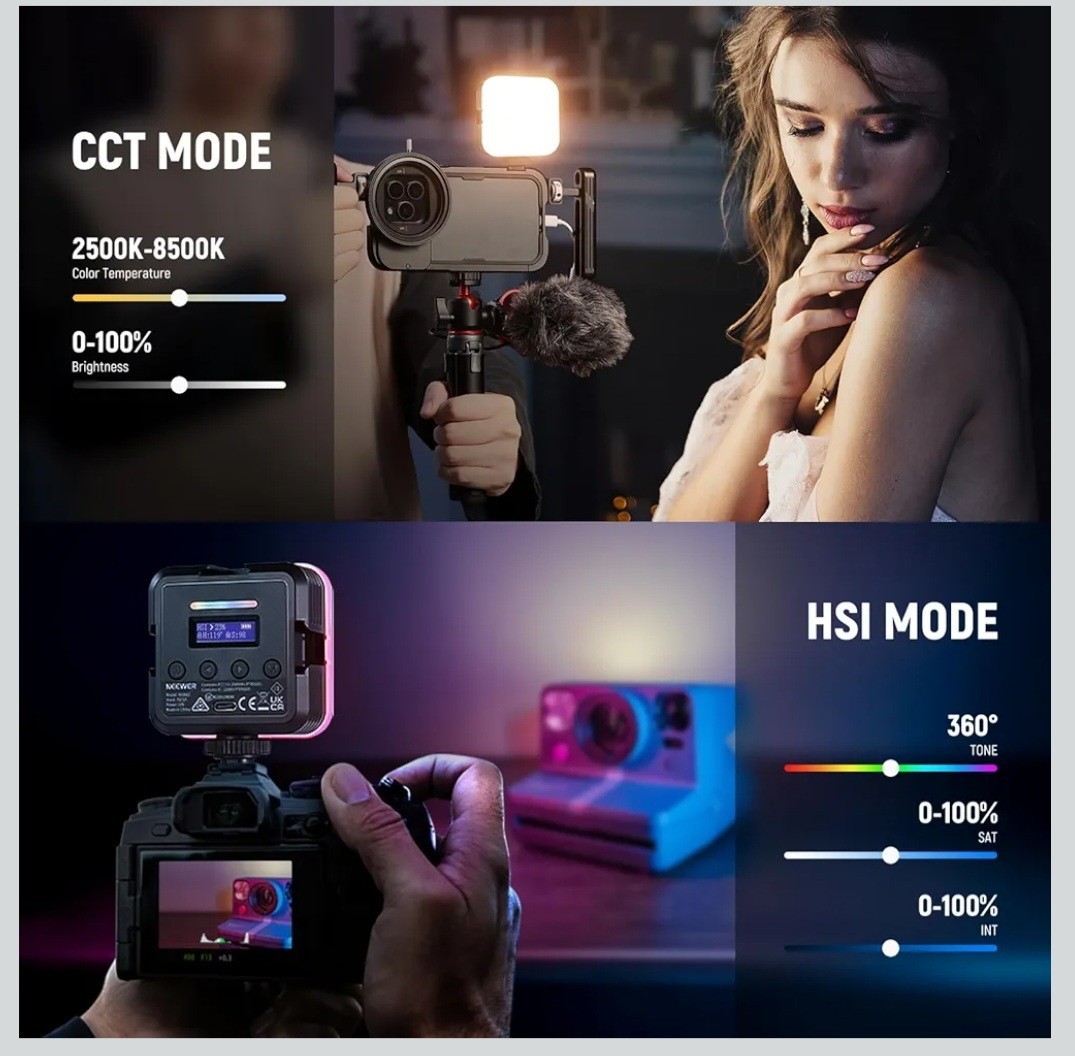 NEEWER Magnetic RGB Camera Light, 360° Full Color RGB61 Small LED Panel BRIGHT!