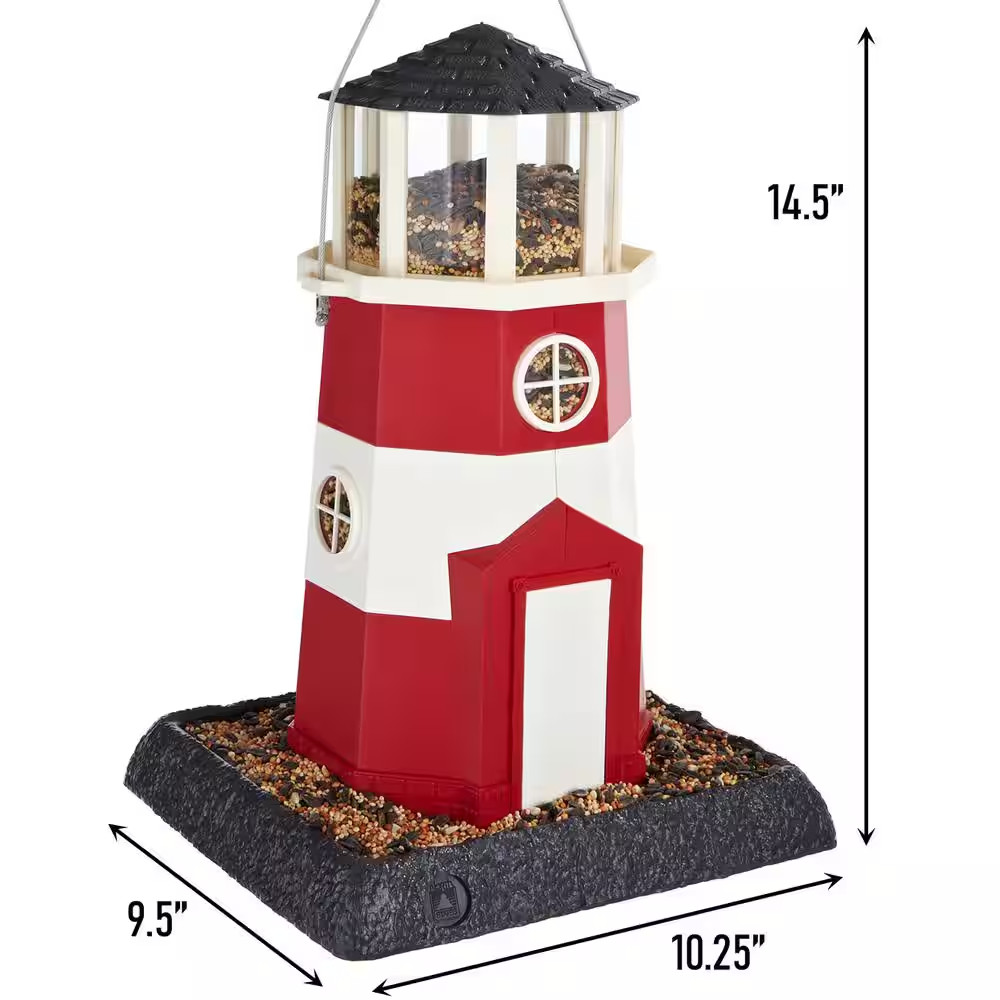 Large Red/White Lighthouse Birdfeeder