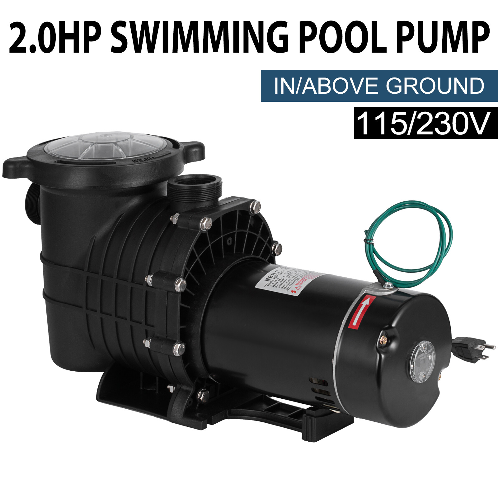 2HP 110-240V 6800GPH Inground Swimming POOL PUMP MOTOR w/Strainer For Hayward