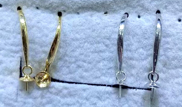 18K Yellow Gold Hook Earring Setting & Pin Finding DIY Dangle Earring (1 Pair)