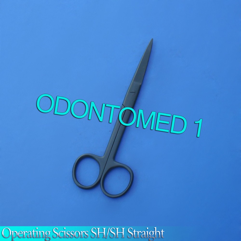 3 Operating Scissors Straight 5.5" Sharp-Sharp Black Coated Surgical Instruments