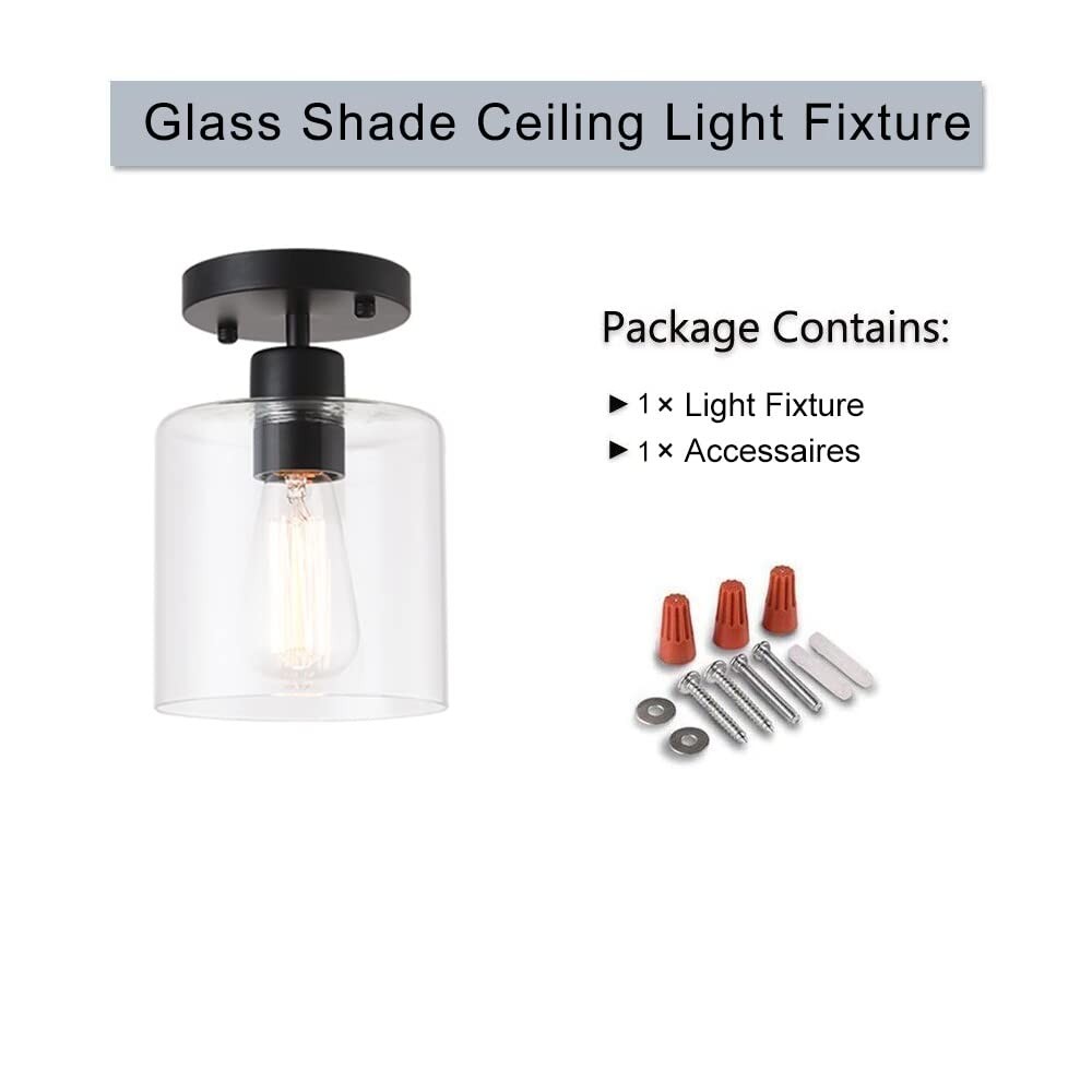 Black Modern Semi Flush Mount Ceiling Light,Rustic Ceiling Light Fixture for ...