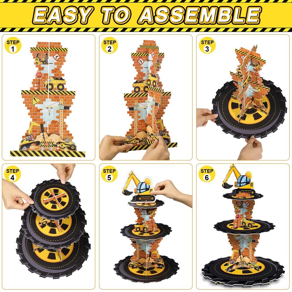 Construction Birthday Decorations 3 Tier Construction Theme Cupcake Stand