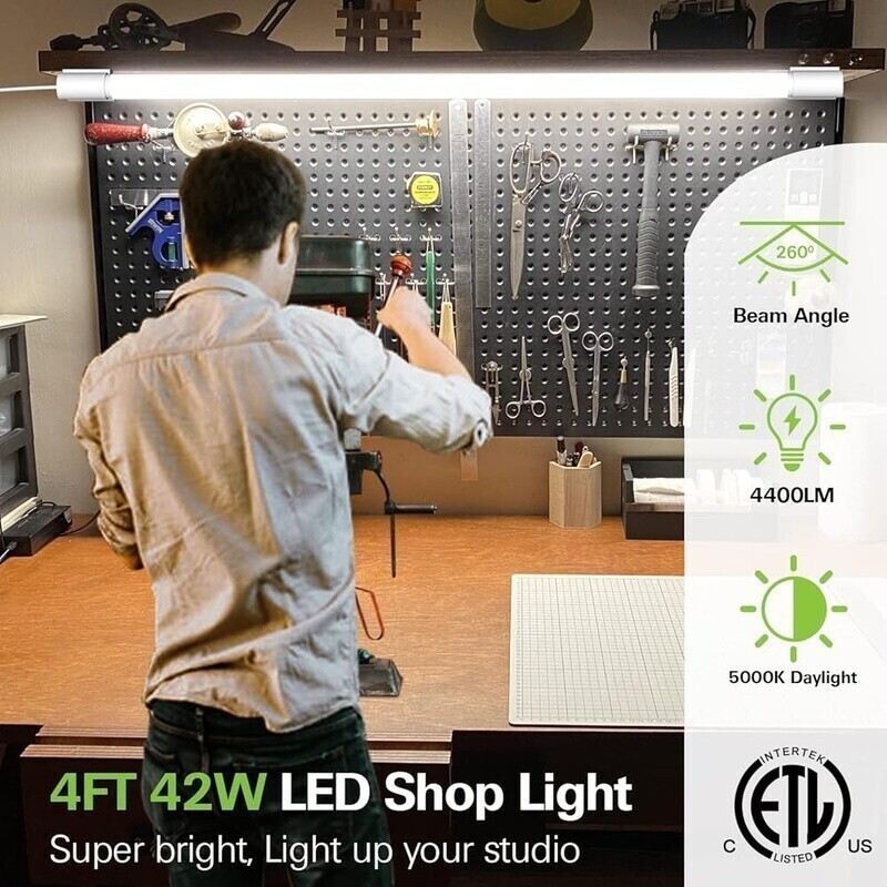 4FT LED Ceiling Light 4400lm Linkable Energy Saving 42W Easy Install Workshop