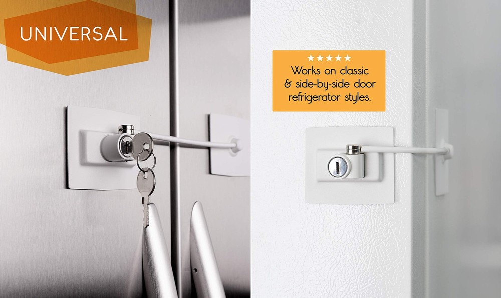 Premium Refrigerator Lock with Built-in Keyed Lock White