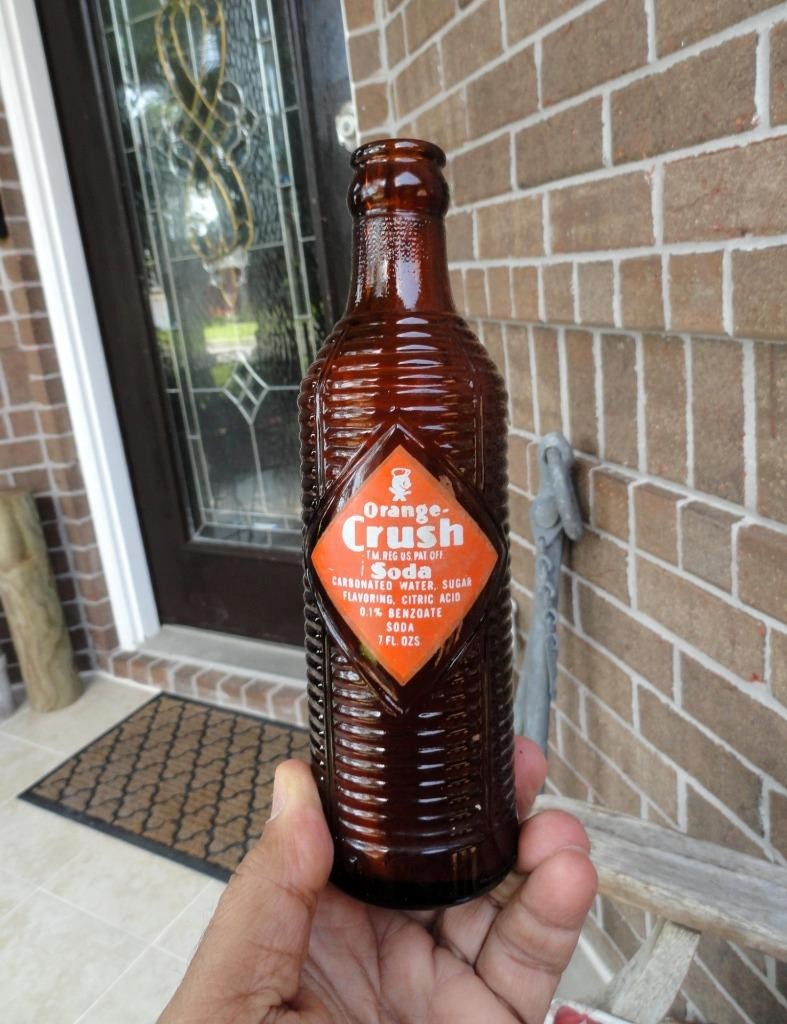 early Orange Crush BEEHIVE Ribbed AMBER Soda Bottle BIRMINGHAM, ALABAMA ALA