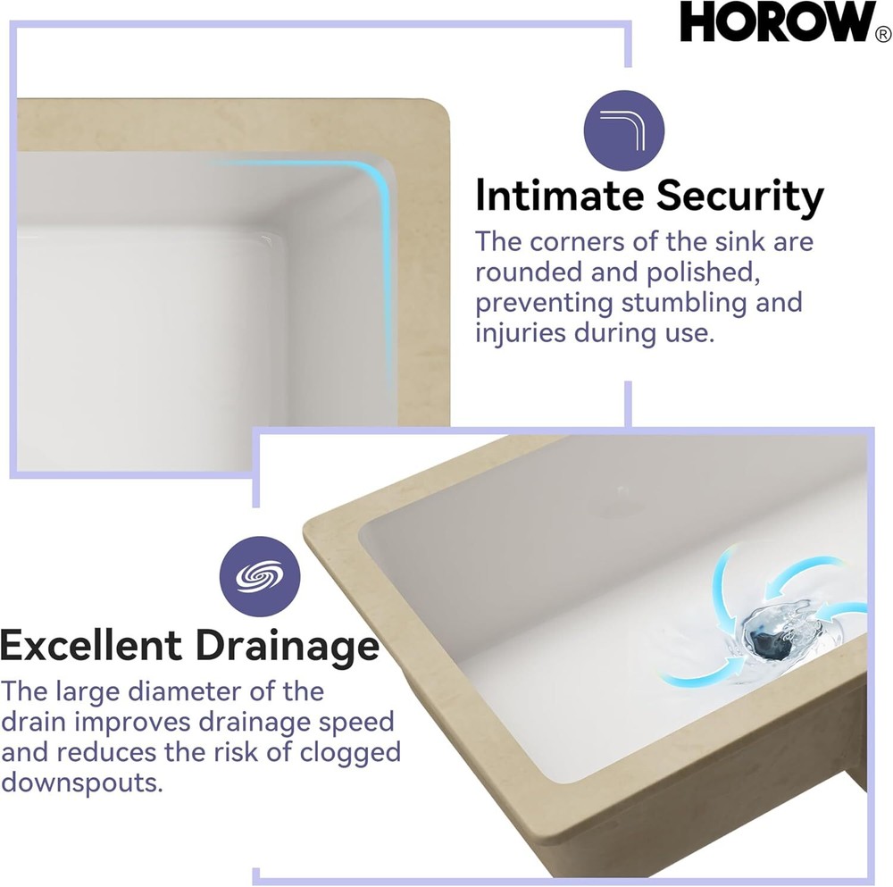 Undermount Bathroom Sink Rectangular, 27'' x 15'' White Rectangle Vessel Sink