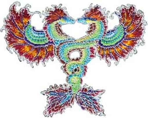 Rainbow Dragons Figures Embroidered Die Cut Patch, NEW UNUSED