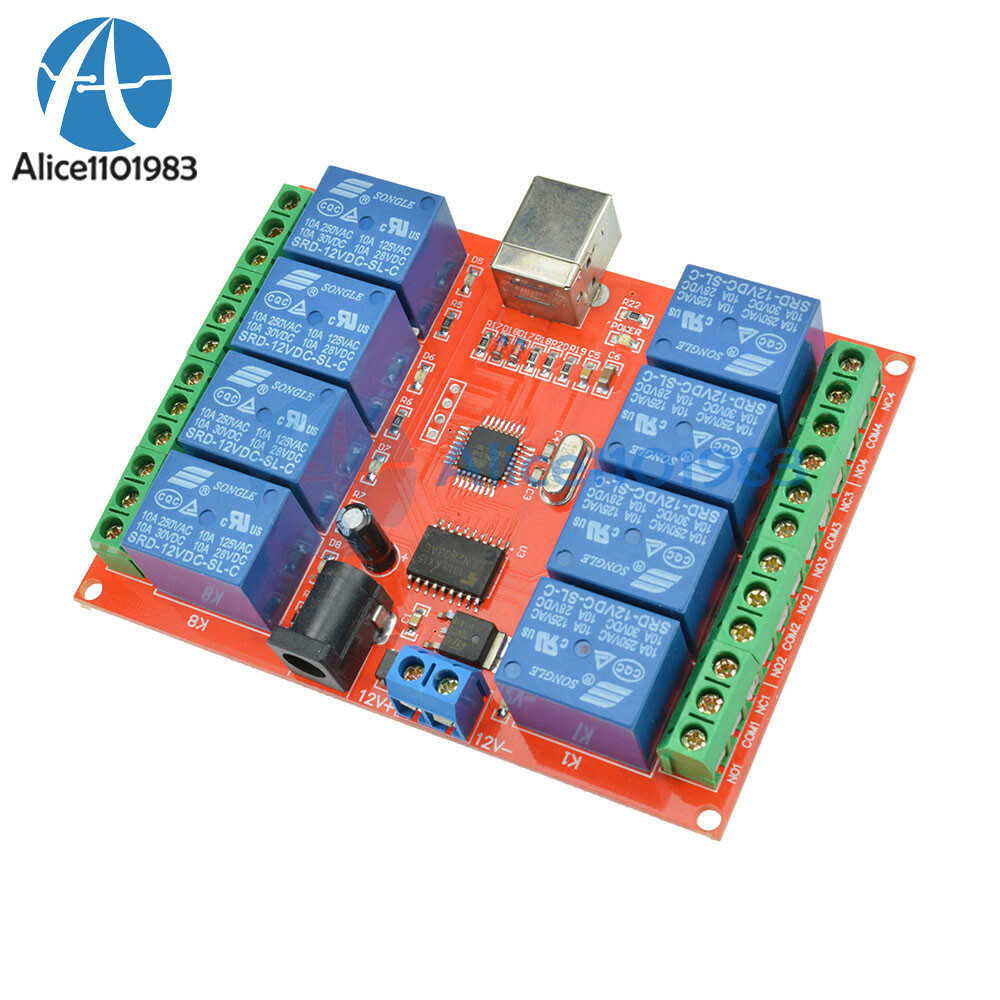 12V USB Relay 8 Channel Programmable Computer Control For Smart Home New