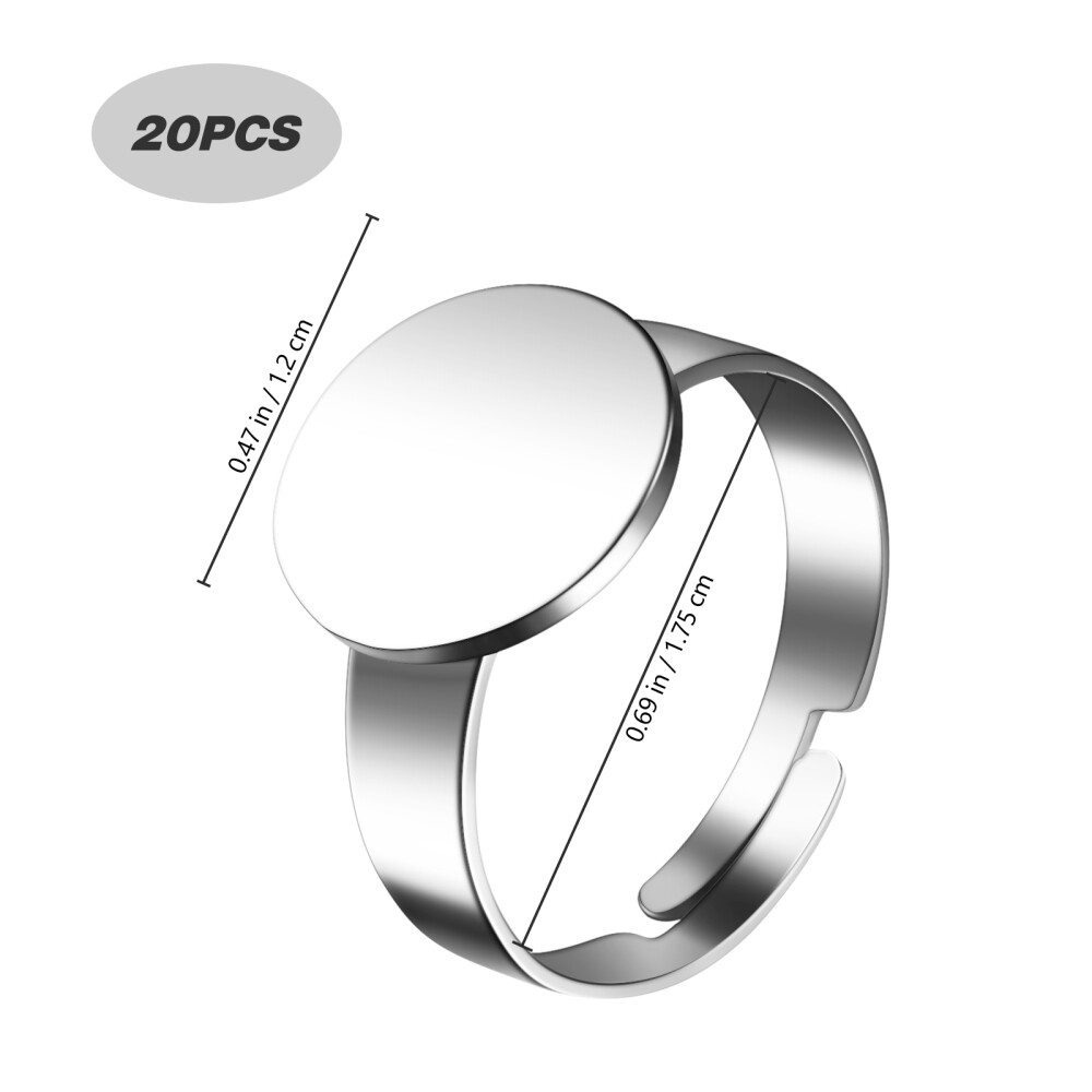 20 Pcs Adjustable Finger Rings Settings Bases with Blanks for Making Rings