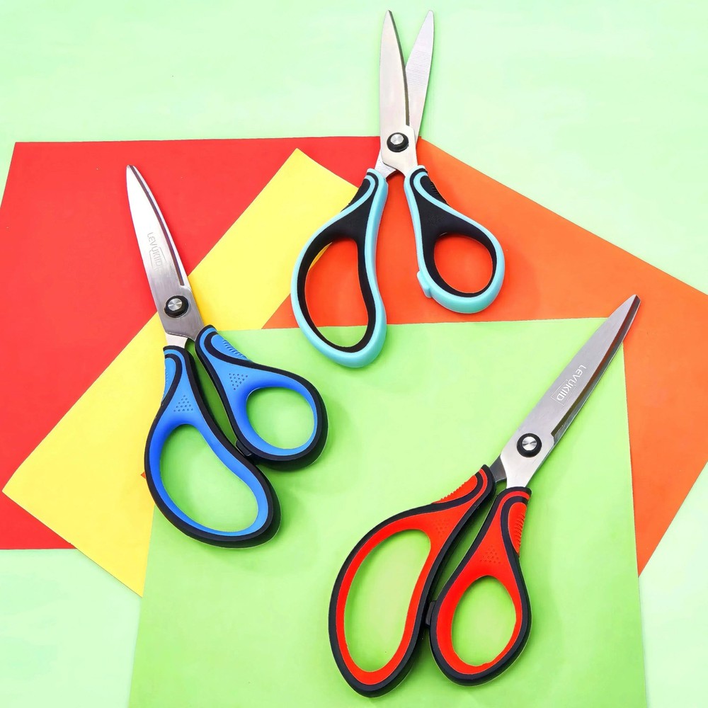 8-Inch All Purpose Scissors 3 Pack, Sharp Pointed Tip Comfort Grip, Multipur...