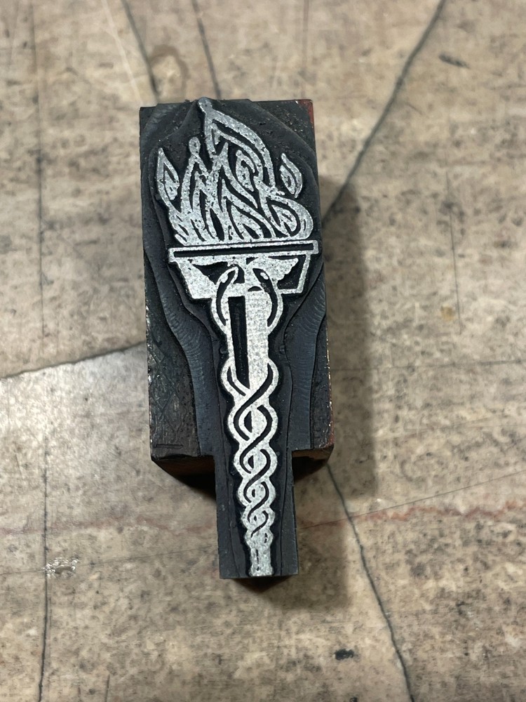Printing Letterpress Printers Block Torch And Flame / Fire (1742)