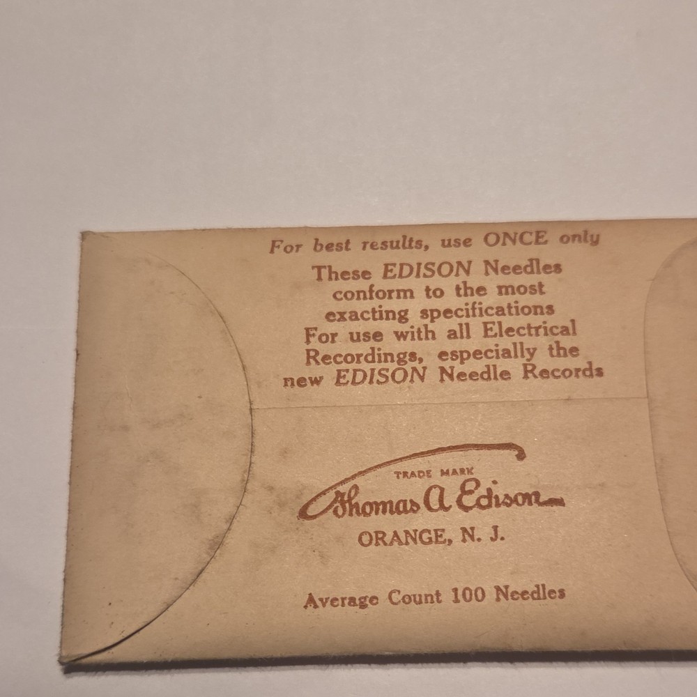 Thomas A Edison Medium Tone Phonograph Needles Pack Average Count 100