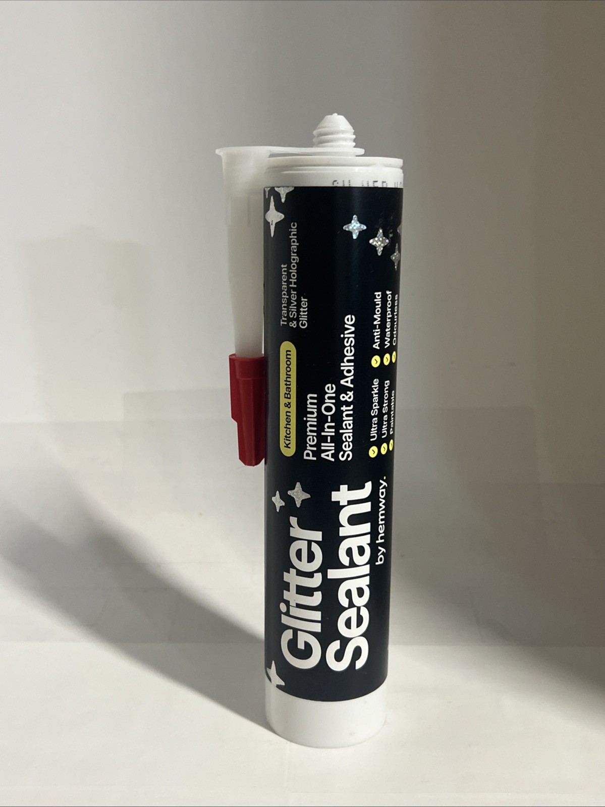 Hemway Glitter Sealant & Adhesive Transparent Silver Holographic 290ml Caulk