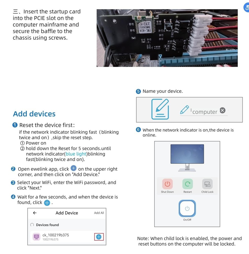 Huacaoe Smart Desktop Computer Boot Card, Remote Control, timed on/Off,...
