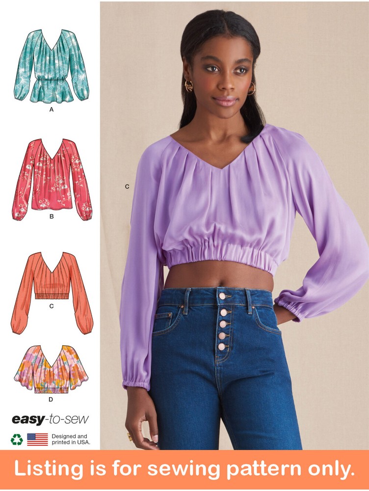 SEWING PATTERN Womens Clothes Peasant Top Blouse Boho Crop Easy Plus Size 11527