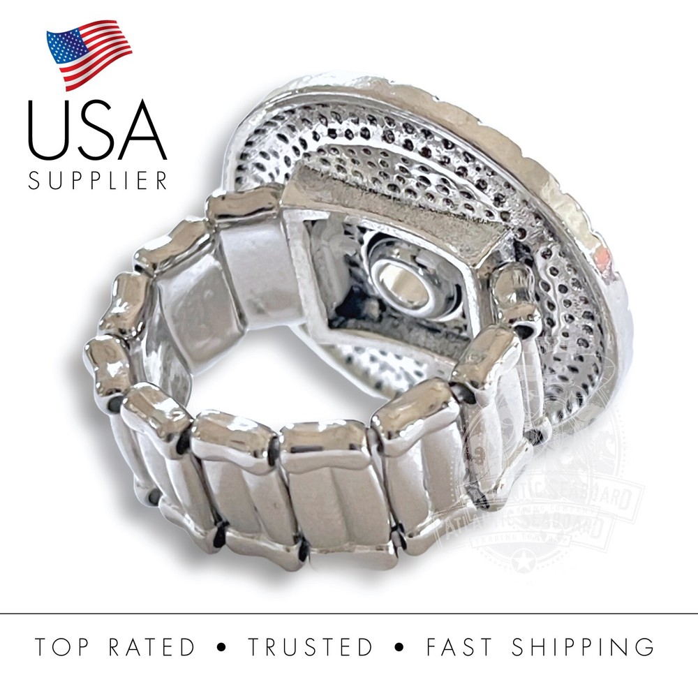 Snap Button Adjustable Stretchy Ring Greek Key Pattern Fits 18-20mm Snaps