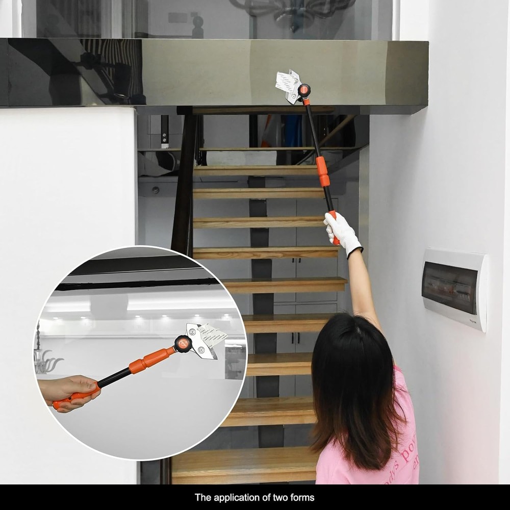 Retractable Razor Blade Scraper Long Handle Heavy Floor Scraper with Rotatable