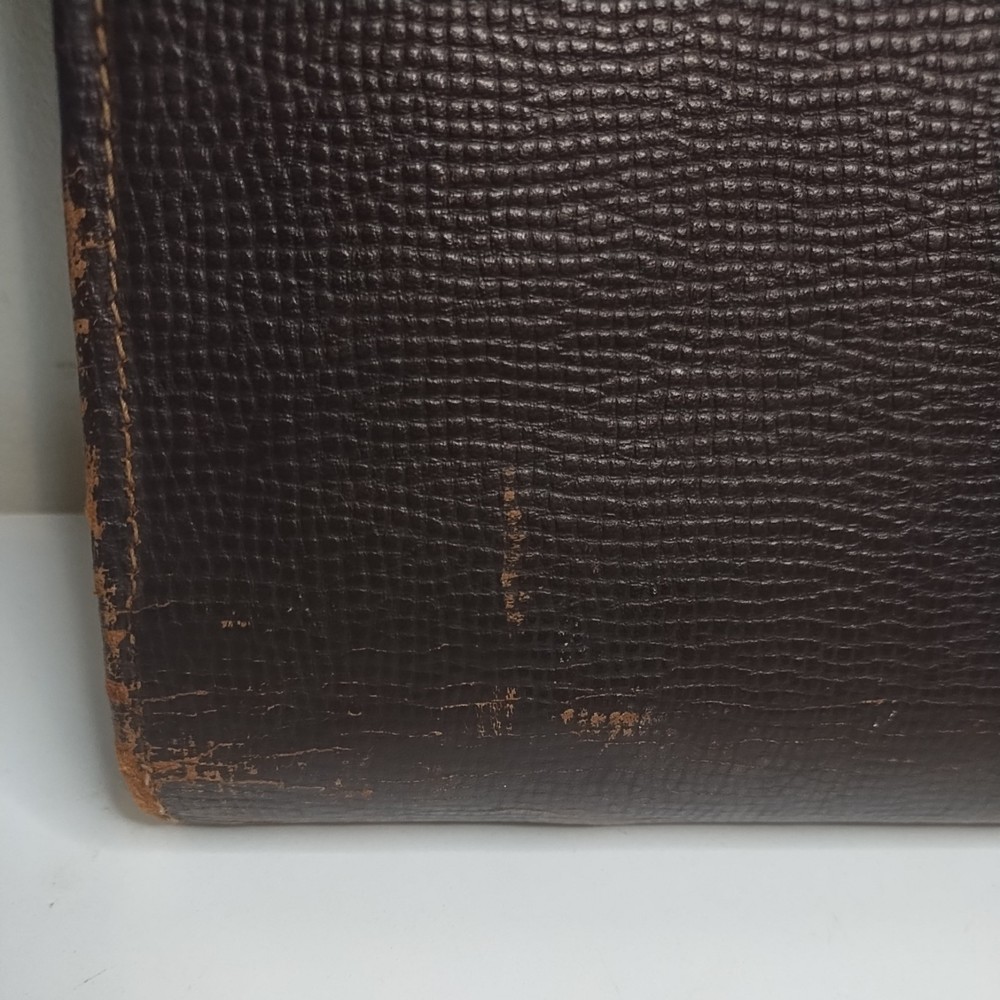 Rare Vtg US Army Air Corps Zippered Pilot Navigation Kit Brown Leather w pockets