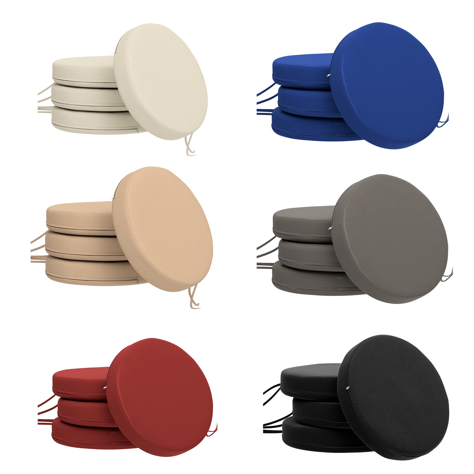 Outsunny Outdoor Chair Cushions Set of 4 Round Seat Cushions