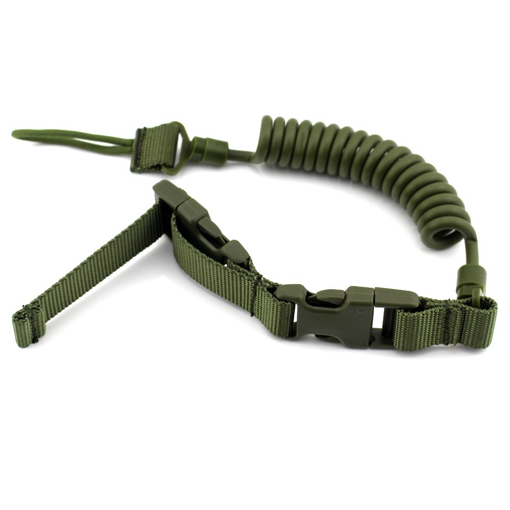 Tactical Pistol Lanyard Retention Coil Quick Release Security Single Gun Sling