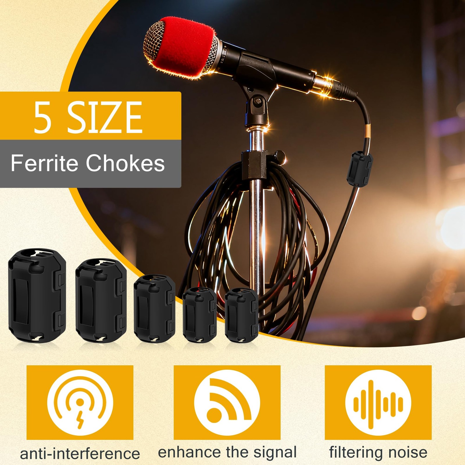 Windspeed 25Pcs Ferrite Chokes Beads Snap on RFI EMI Noise...