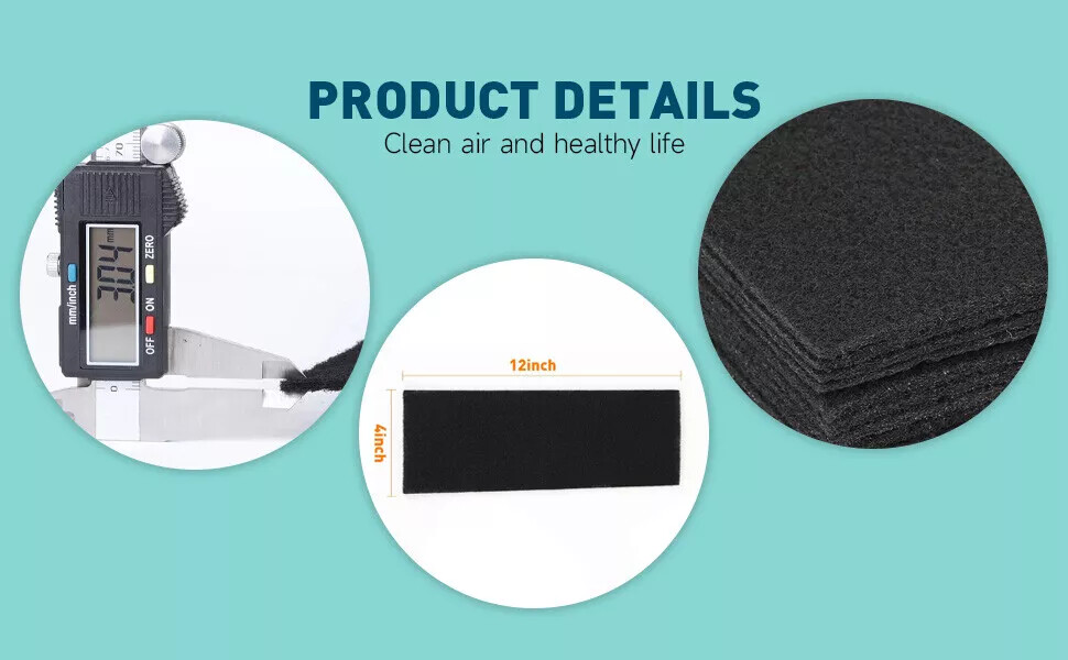 4"X 12"Inch high quality Black Air Carbon Filter Virgin Charcoal for Inline Fan
