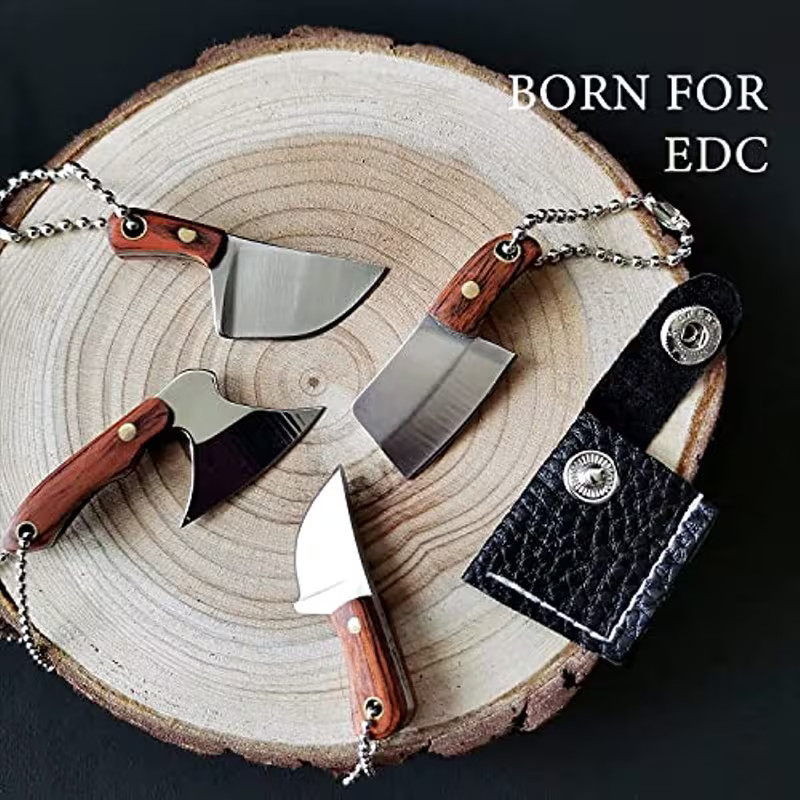 Mini Axe-Shaped Knife Set 4 Pc Damascus EDC Tool Box Cutter