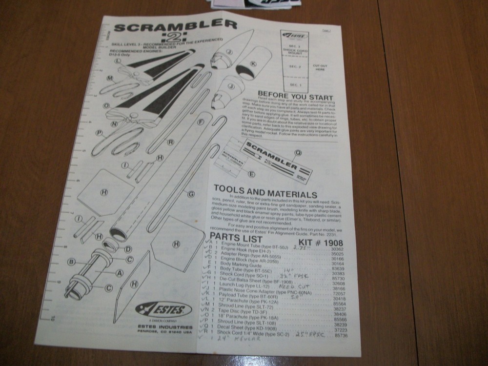 ESTES "SCRAMBLER:2" FLYING MODEL ROCKET