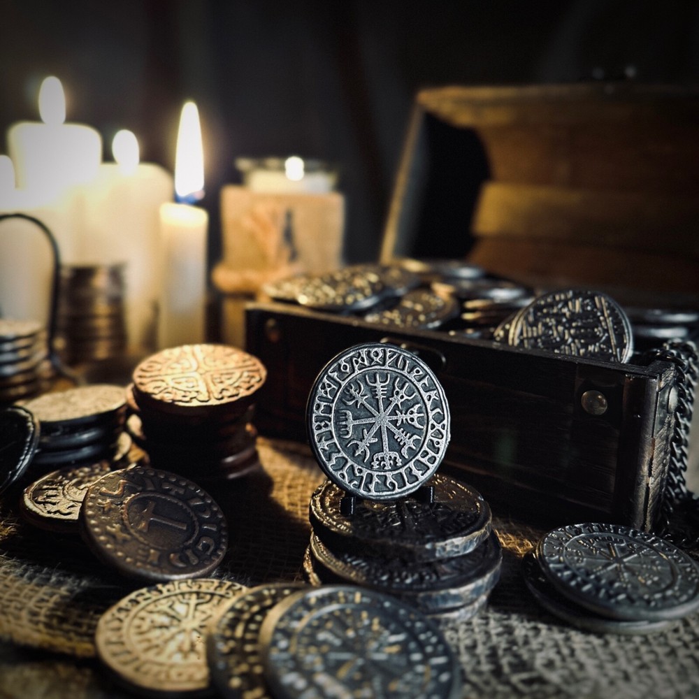 VIKING RUNIC COMPASS (Vegvisir) - Graphite Coin Mold