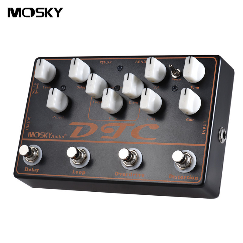 Multi Guitar Effects Pedal Delay Overdrive Distortion FX Loop Mosky 4 in 1 shell